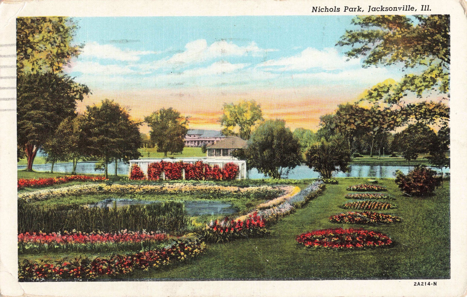 Postcard Nichols Park Jacksonville Illinois Etsy