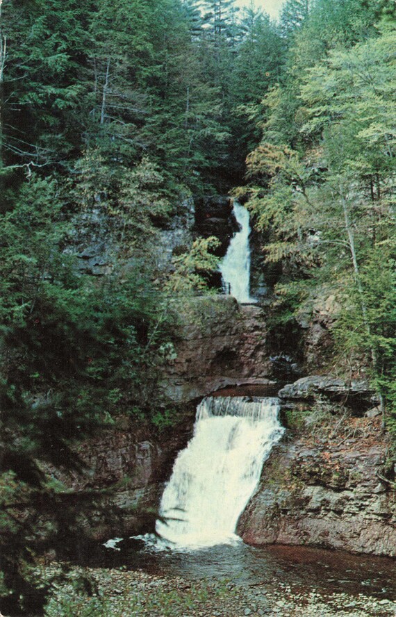 Postcard Upper and Lower Falls Buck Hill Falls Pennsylvania Etsy