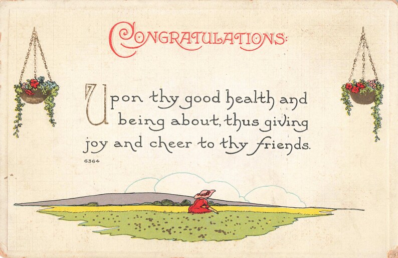 Postcard Congratulations Upon Thy Good Health image 0