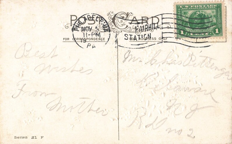 Postcard Best Wishes with Greetings Embossed image 1