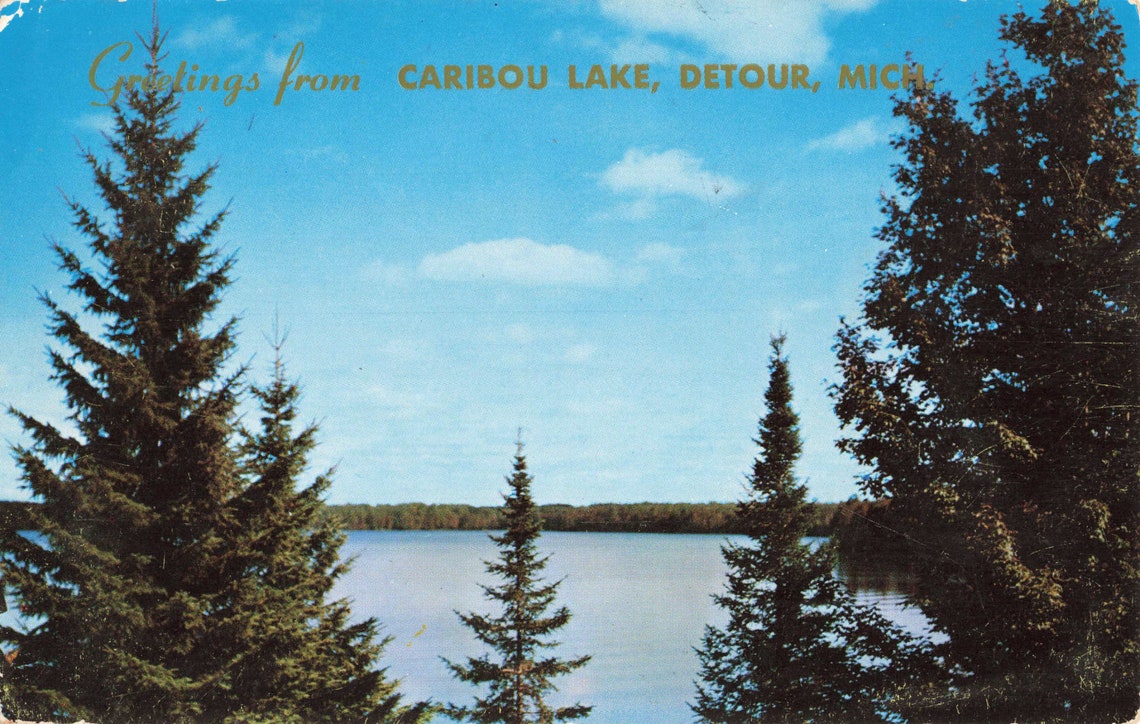 Postcard Caribou Lake Detour Michigan Etsy