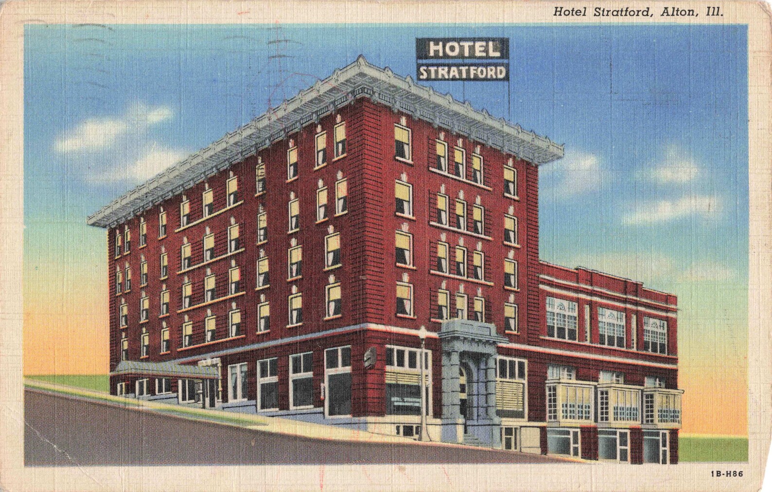 Postcard Hotel Stratford Alton Illinois Etsy