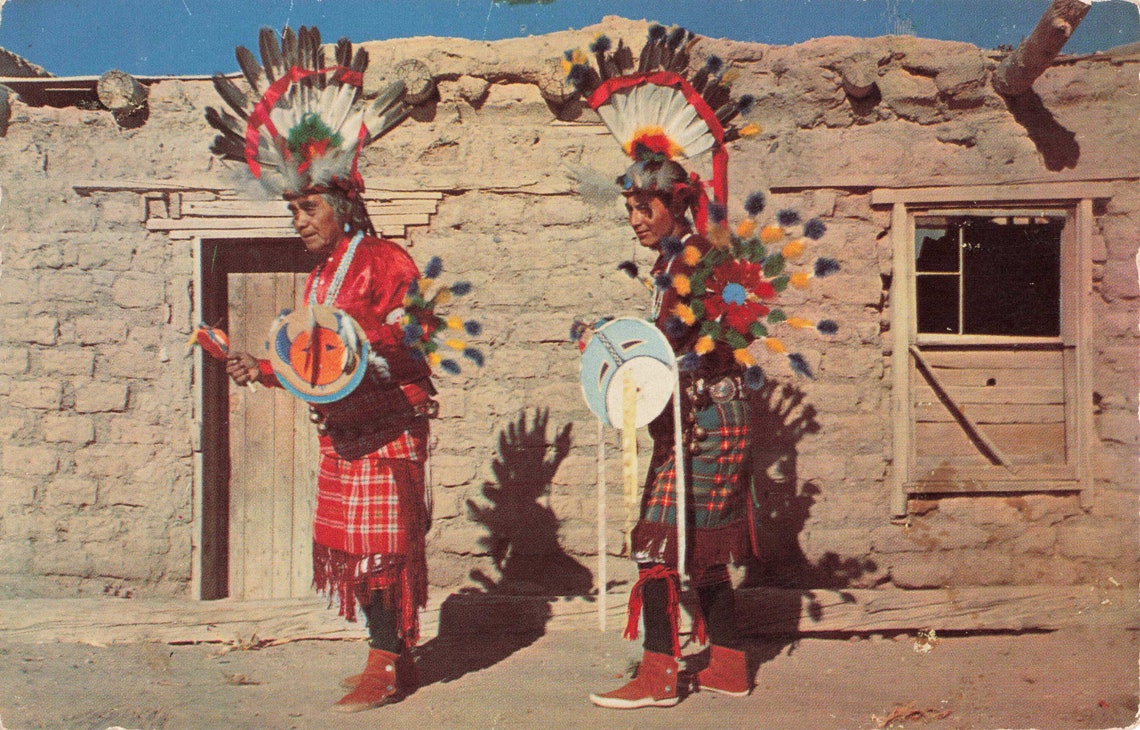 Postcard War Dancers Cochiti Pueblo New Mexico Etsy