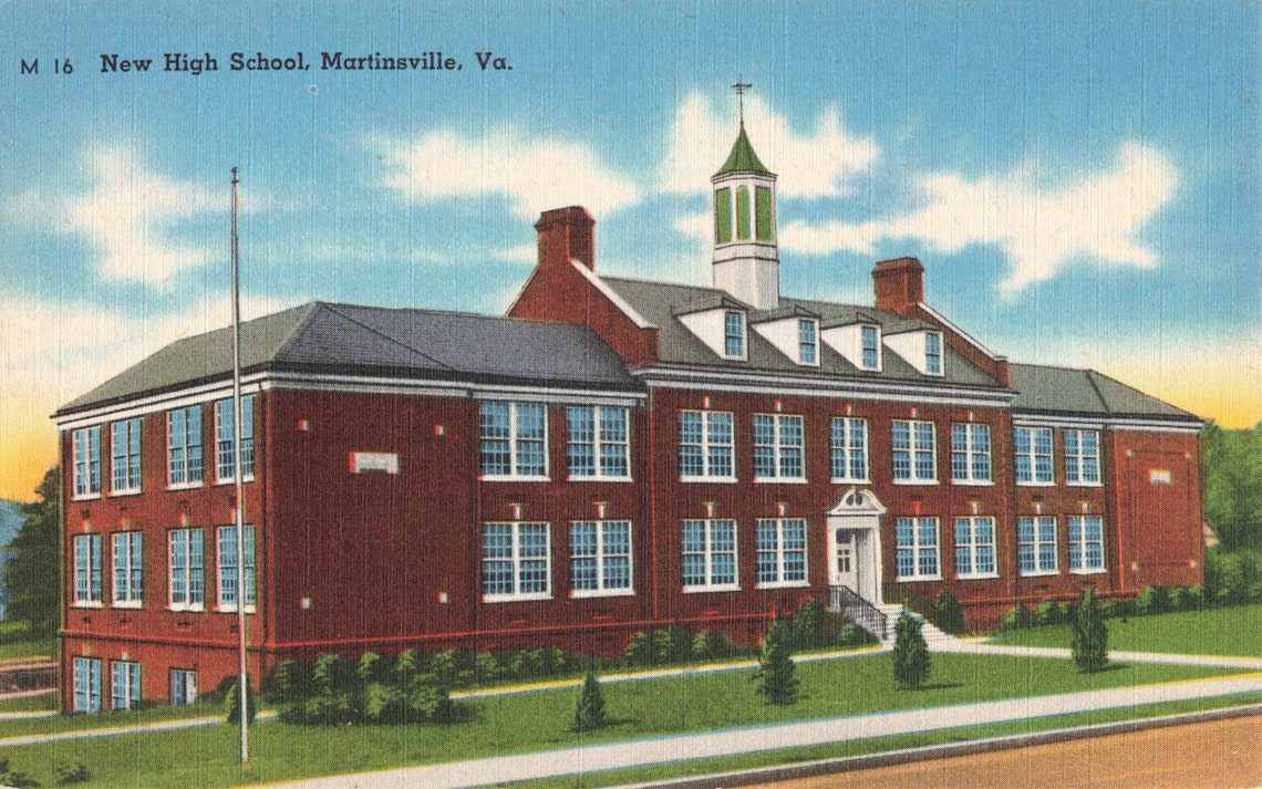 Postcard High School Martinsville Virginia Etsy