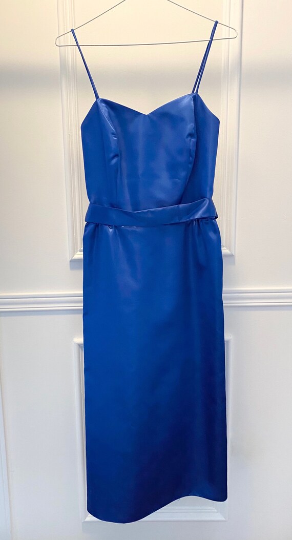 Vintage 80s Blue Satin Dress Set, Medium, Glam Pu… - image 8