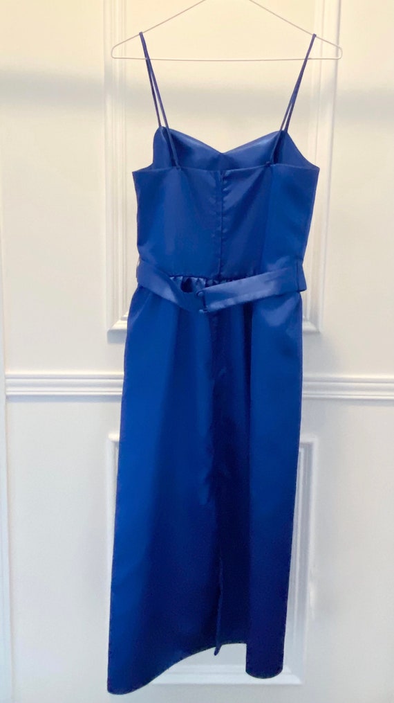 Vintage 80s Blue Satin Dress Set, Medium, Glam Pu… - image 5
