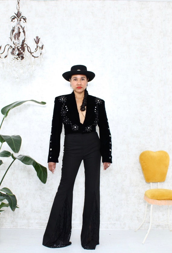 Vintage Velvet Blazer | 1980s Cropped Velvet Blaze