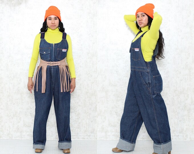 Super Baggy Denim Overalls, Vintage 1980s Big B Brotherhood Overalls