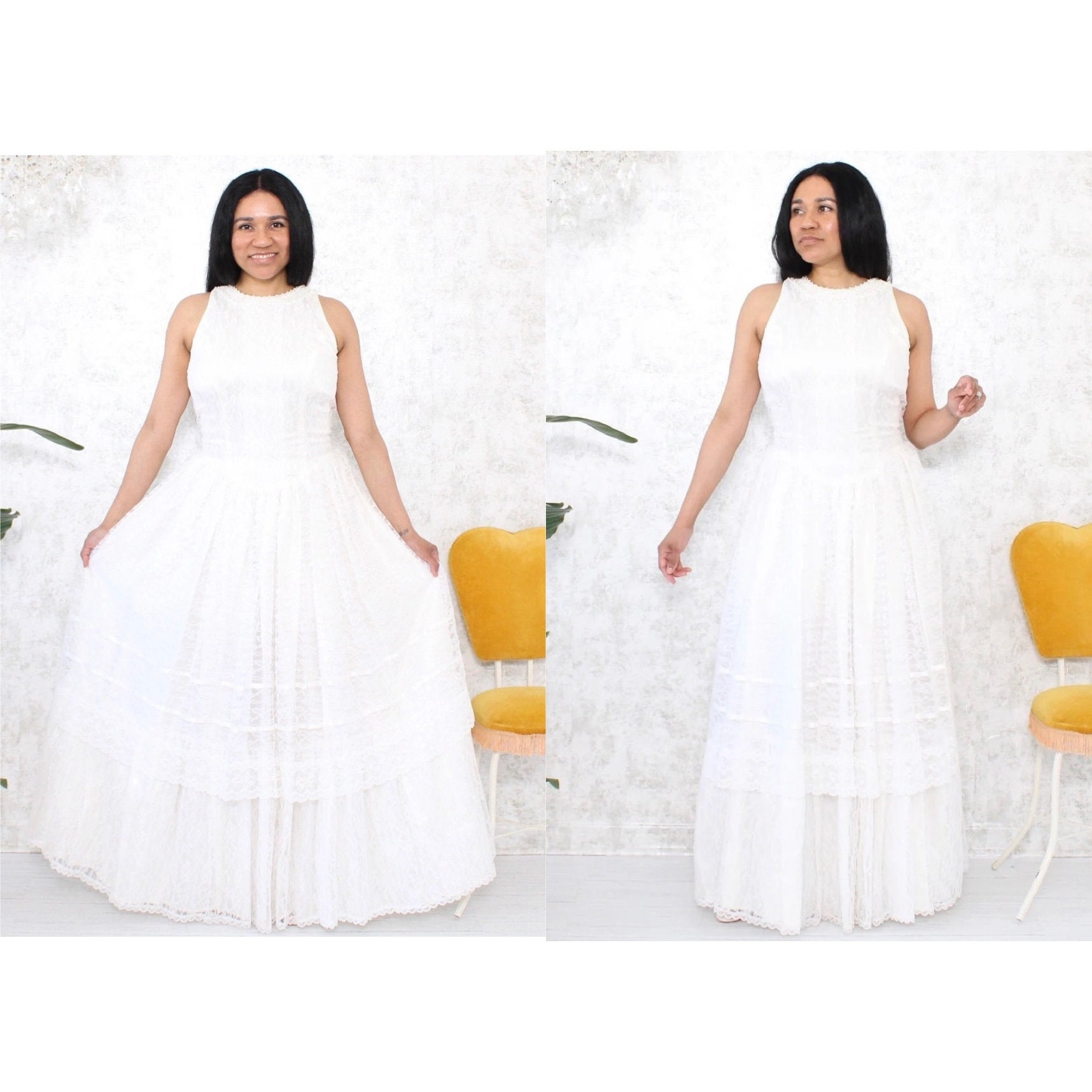 GUNNE SAX White Lace Dress '80s Jessica 