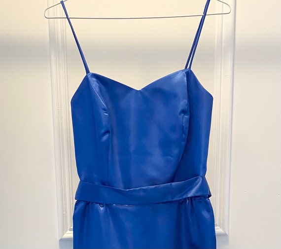 Vintage 80s Blue Satin Dress Set, Medium, Glam Pu… - image 9