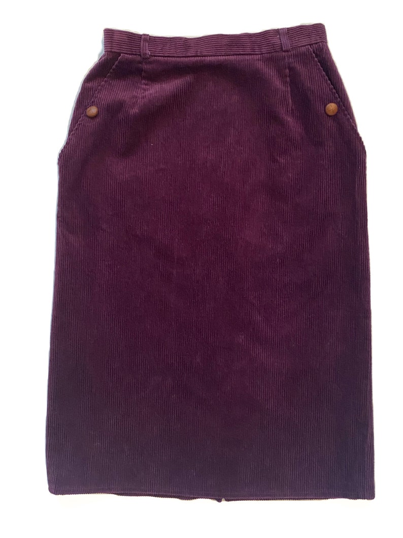 Vintage Purple Skirt Cotton Skirt with Pockets 1980s Purple Corduroy Pencil Skirt Women/'s Vintage Clothing Size Small