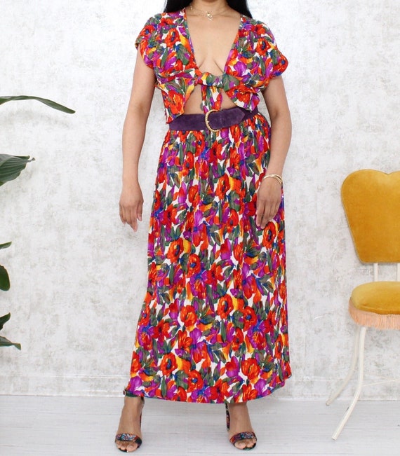 Vintage | 1980s | Crinkle Floral Skirt Set | Two-P