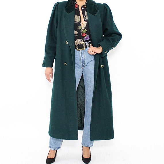 Vintage | 1980s | Green Long Wool Coat | Velvet Co