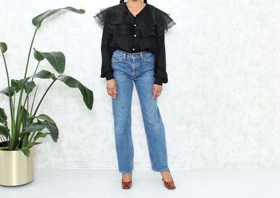 Vintage Organza Blouse | 1980s Sheer Blouse with B