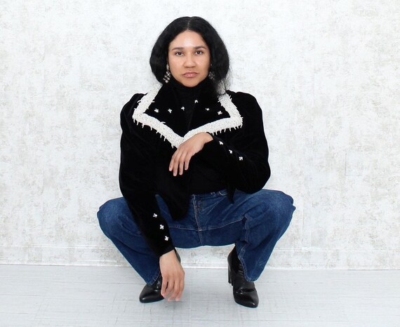 Victorian Puff Sleeve Jacket | 1970s Velvet Blazer