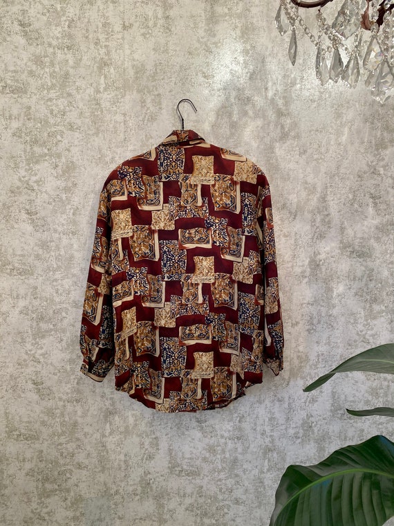 Vintage Oversized Silk Buttondown Blouse, 1980s B… - image 6