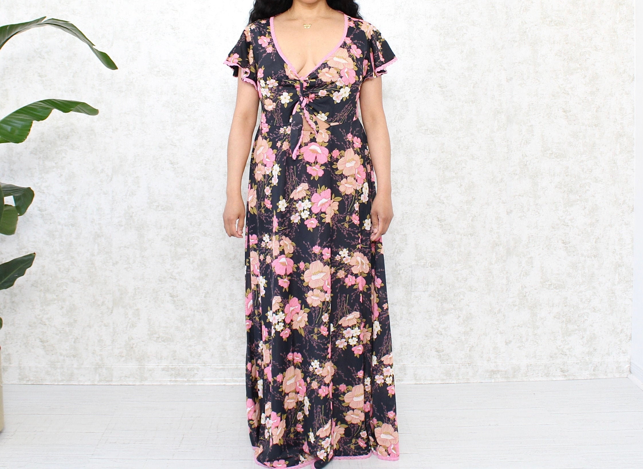 Floral Maxi House Dress Nylon Dress ...