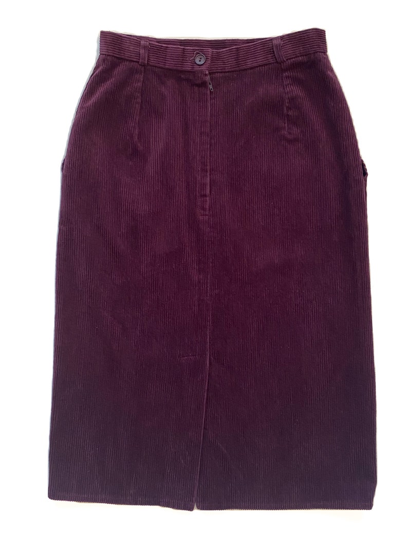 Vintage Purple Skirt Cotton Skirt with Pockets 1980s Purple Corduroy Pencil Skirt Women/'s Vintage Clothing Size Small