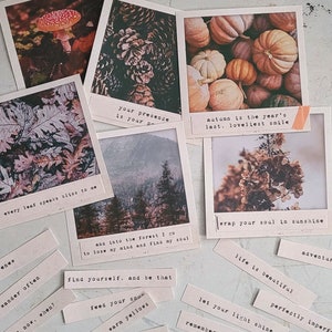 Retro Vintage Instant Photo Cards, Autumn Photos, Digital Printable, Journal Ephemera, Fall Journal Cards, Pocket Cards, Quote Cards, BUJO