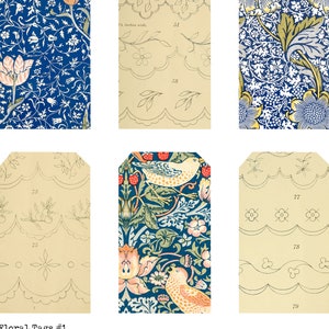 Vintage Floral Tags, Digital Printable, Instant Download, Vintage Tags, Junk Journal Ephemera, Gift Tags, Blue Floral Tags, Ephemera Tags