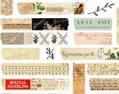 Vintage Ephemera Paper Washi Strips: Junk Journal DIY (Digital Download)
