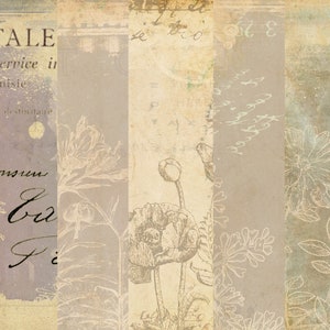 グランジ フレンチ フローラル ペーパー、エフェメラ ペーパー、デジタル ダウンロード、印刷可能なペーパー、ジャンク ジャーナル エフェメラ、デジタル ペーパー、スクラップブック ペーパー