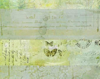 Vintage Collage Paper, Grungy Blue and Green Papers, Digital Download, Stained Paper, Paper Printable, Paper Ephemera, Junk Journal Pages