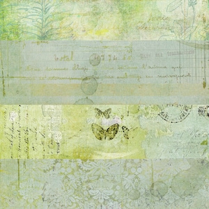 Carta collage vintage, grungy blue e green paper, download digitale, carta macchiata, carta stampabile, effimero di carta, pagine di giornale spazzatura