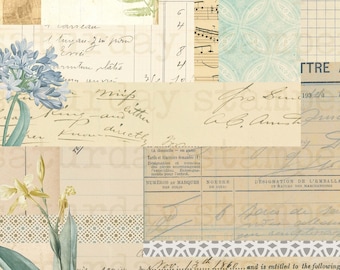 Vintage Collage Paper, Digital Printable, Junk Journal Pages, Instant Download, Printable Collage Pages, Snippets and Scraps, Set of 5 paper
