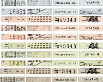 Pastel Vintage Number Labels, Printable Ephemera for Junk Journals and Paper Crafts