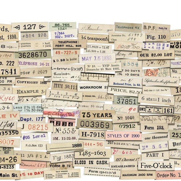 Tim Holtz idea-ology Snippets Number Strips,  Die Cuts, Vintage Ephemera, Paper Pack, Junk Journal, Collage Fodder, Small Ephemera