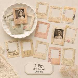 Mini Molduras Vintage com Objetos Retrô, Imprimíveis para Diário de Arte, Download Digital