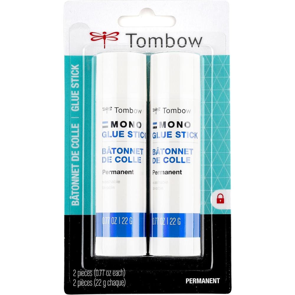 Tombow Mono Glue Stick Package of 2, Washable Glue Stick, Paper