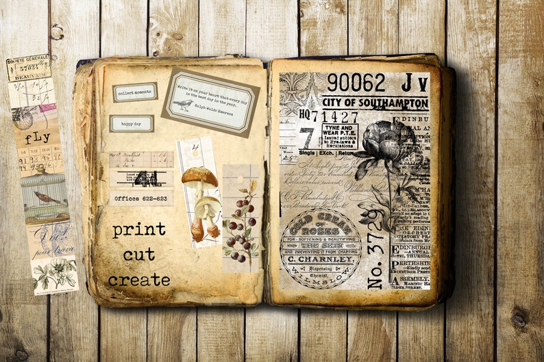 Ephemera Sampler, Digital Printable, Vintage Ephemera, Labels, Tickets, Grungy Number Labels, Mini Labels, Collage Paper, Junk Journals image 2