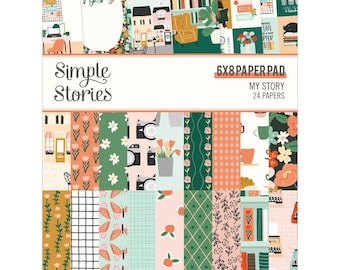 Simple Stories My Story 6x8 Double Sided Paper Pad, Floral, Cozy Papers, Book Lover