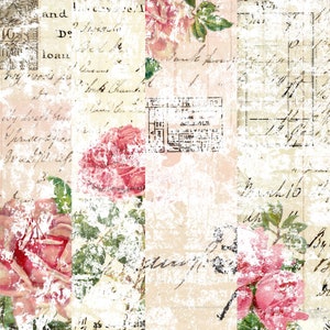 Peeling Paint Floral Papers, Shabby Roses,  Ledger Papers, Digital Download, Printable Papers, Junk Journal Ephemera, Chippy Paint Papers