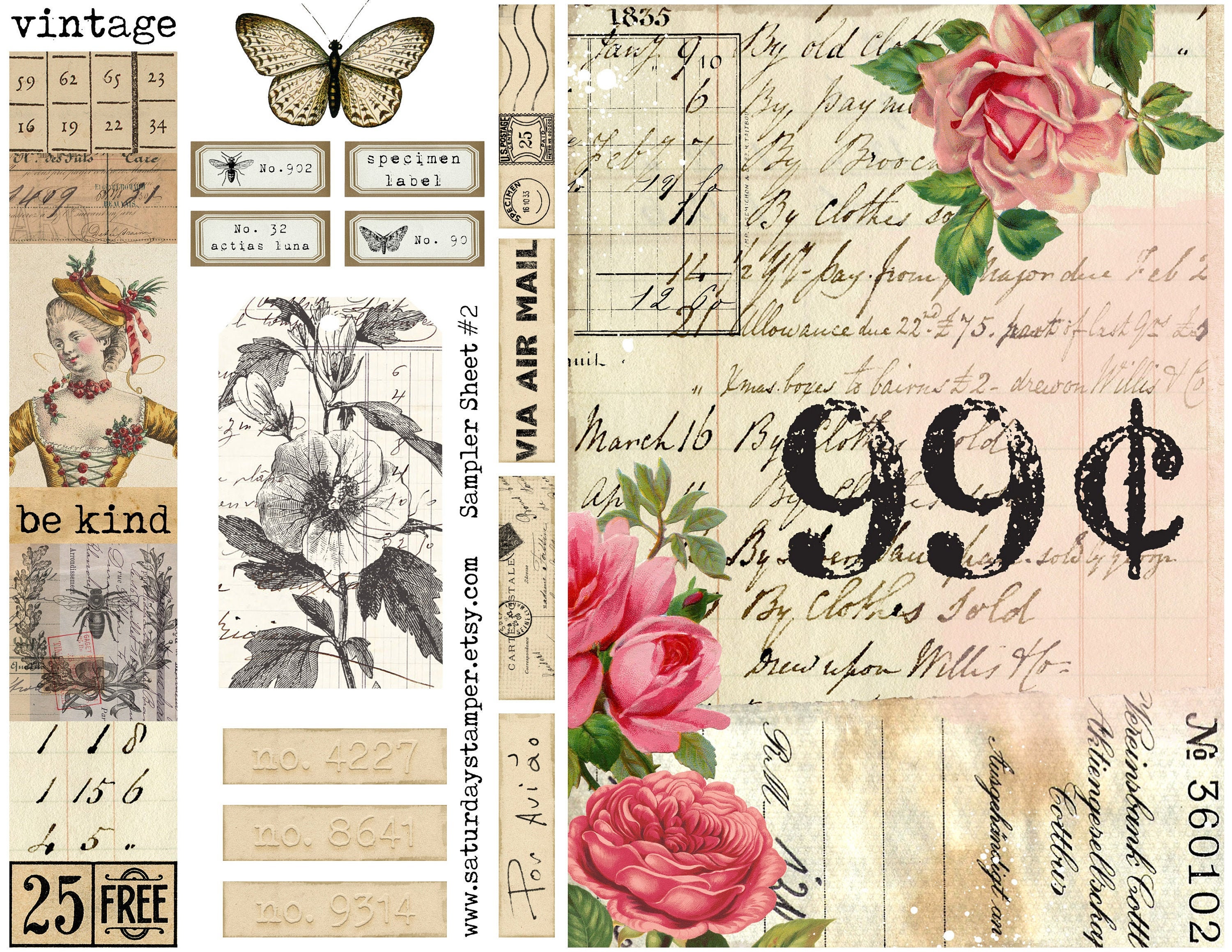ephemera sampler digital printable vintage ephemera labels etsy ireland