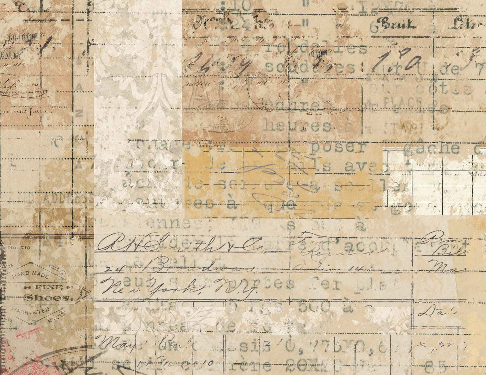 Vintage Collage Paper Digital Download Distressed Shabby Papers 