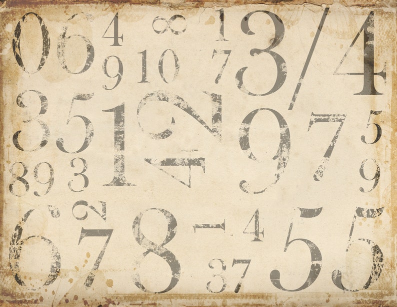 Shabby Numbers Papers, DIGITAL Printable, Junk Journal Pages, Instant ...