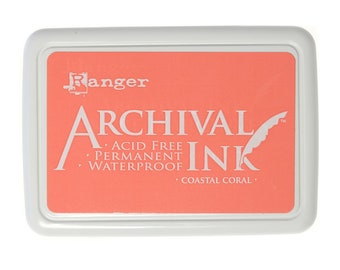 Archival Ink Pad Coastal Coral, Rubber Stamping, Paper Crafts, Card Making, Water Resistant Ink, Permanent Ink,