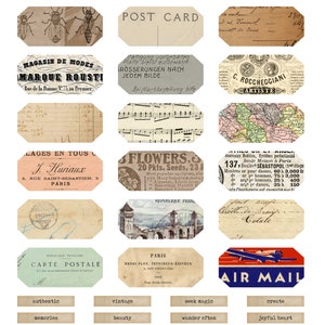Vintage Ephemera Labels Printable, Layering Labels Kit, Digital ...