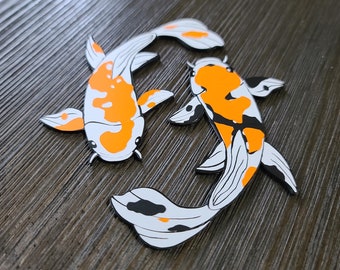 Koi Fisch Paar CUSTOM Emblem Anstecker für Auto Kühlschrank Computer Tablet Dekoration Geschenk