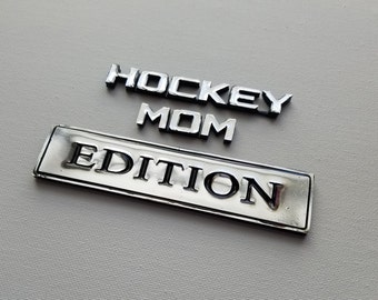 Hockey Mom or Dad Auto Emblem gift for Mom , gift for Dad , SUV or Minivan Shiny Silver Chrome Car Emblem , Mercedes 3D Sticker