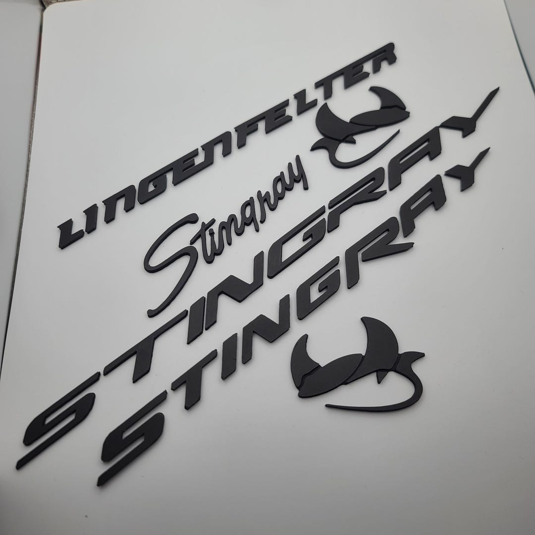 CORVETTE Letters With Backing , Emblem Matte Black Replacement Stingray ...