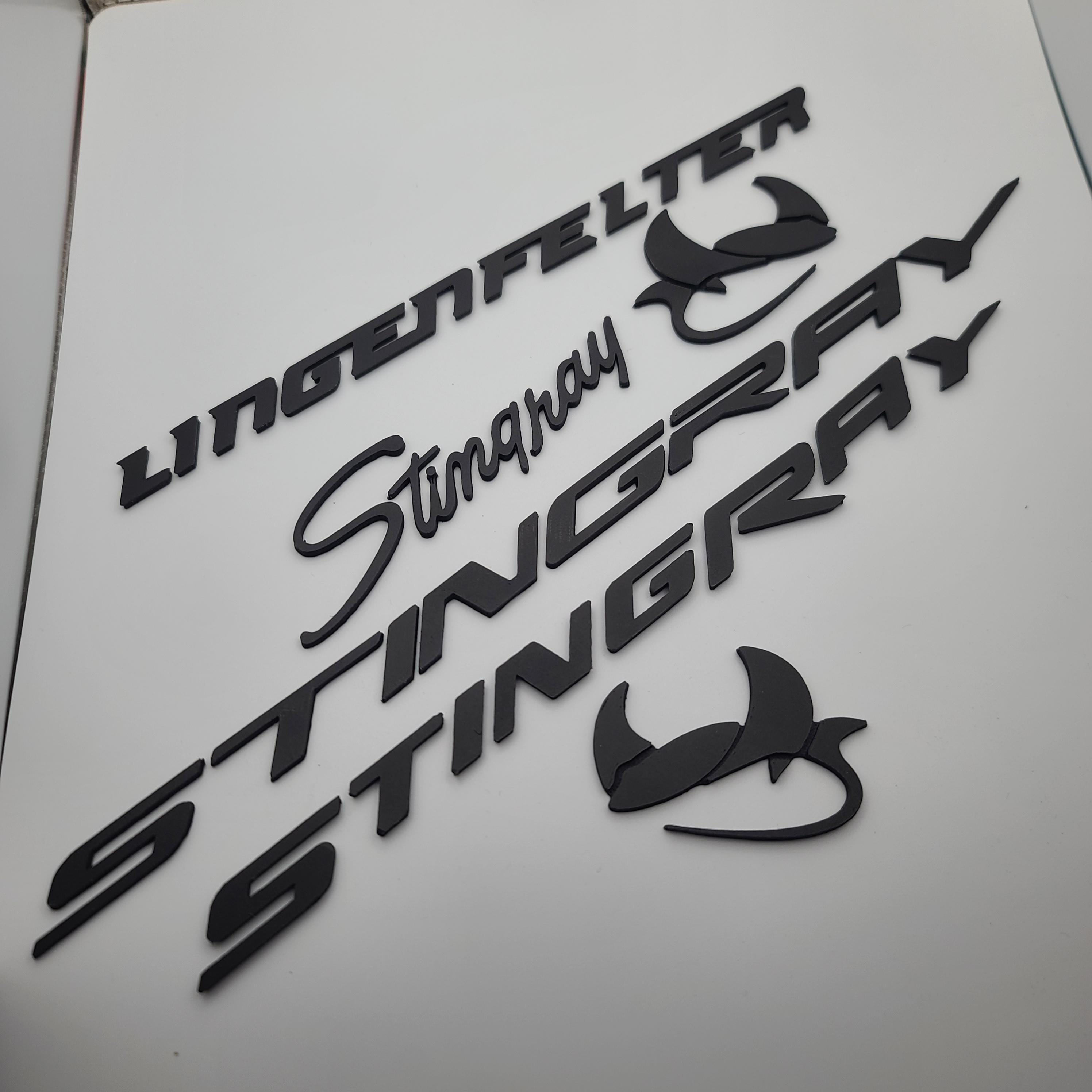 CORVETTE Letters With Backing , Emblem Matte Black Replacement Stingray ...
