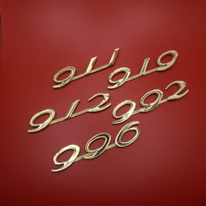 Customizable 1965 Numbers Porsche with backing , smooth 3D Emblem in Matte Black , Replacement
