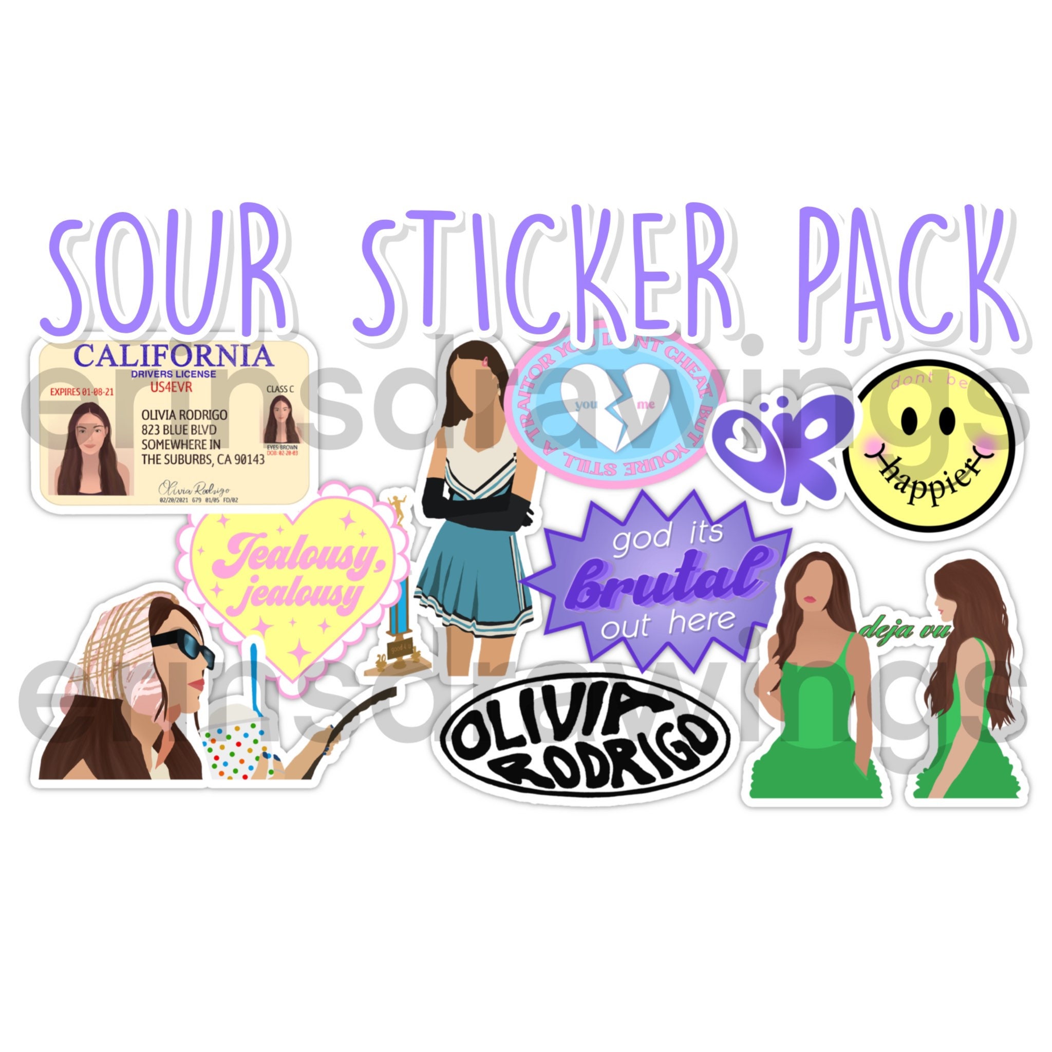 Olivia Rodrigo Sour Sticker PackSour StickersWaterproof StickersOlivia  Rodrigo StickersCustom StickersDie Cut Vinyl Stickers -  Italia