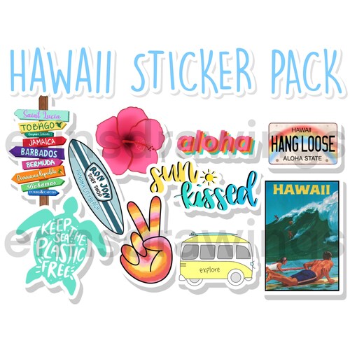 Hawaii Sticker Pack Etsy
