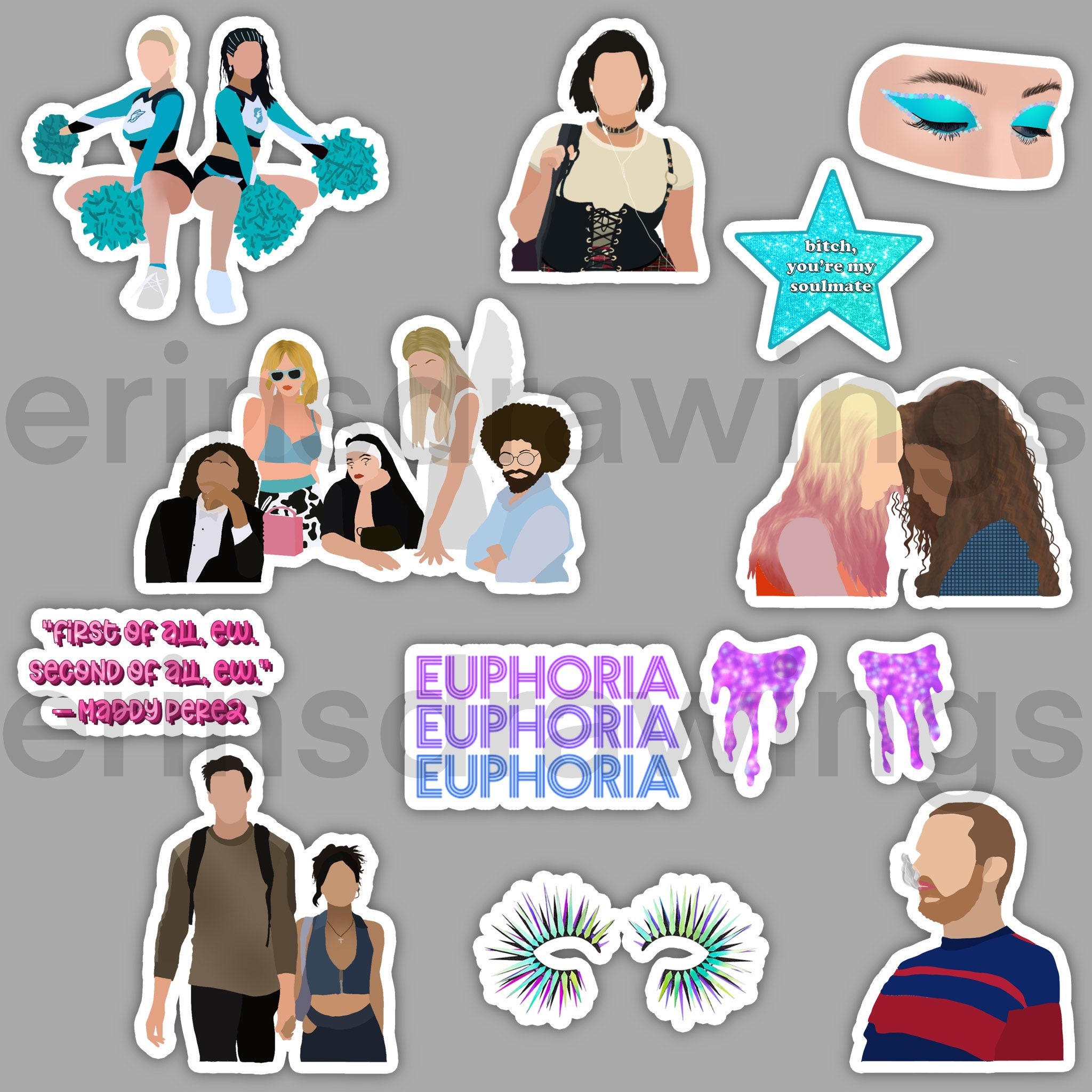 Euphoria Sticker Pack Etsy UK