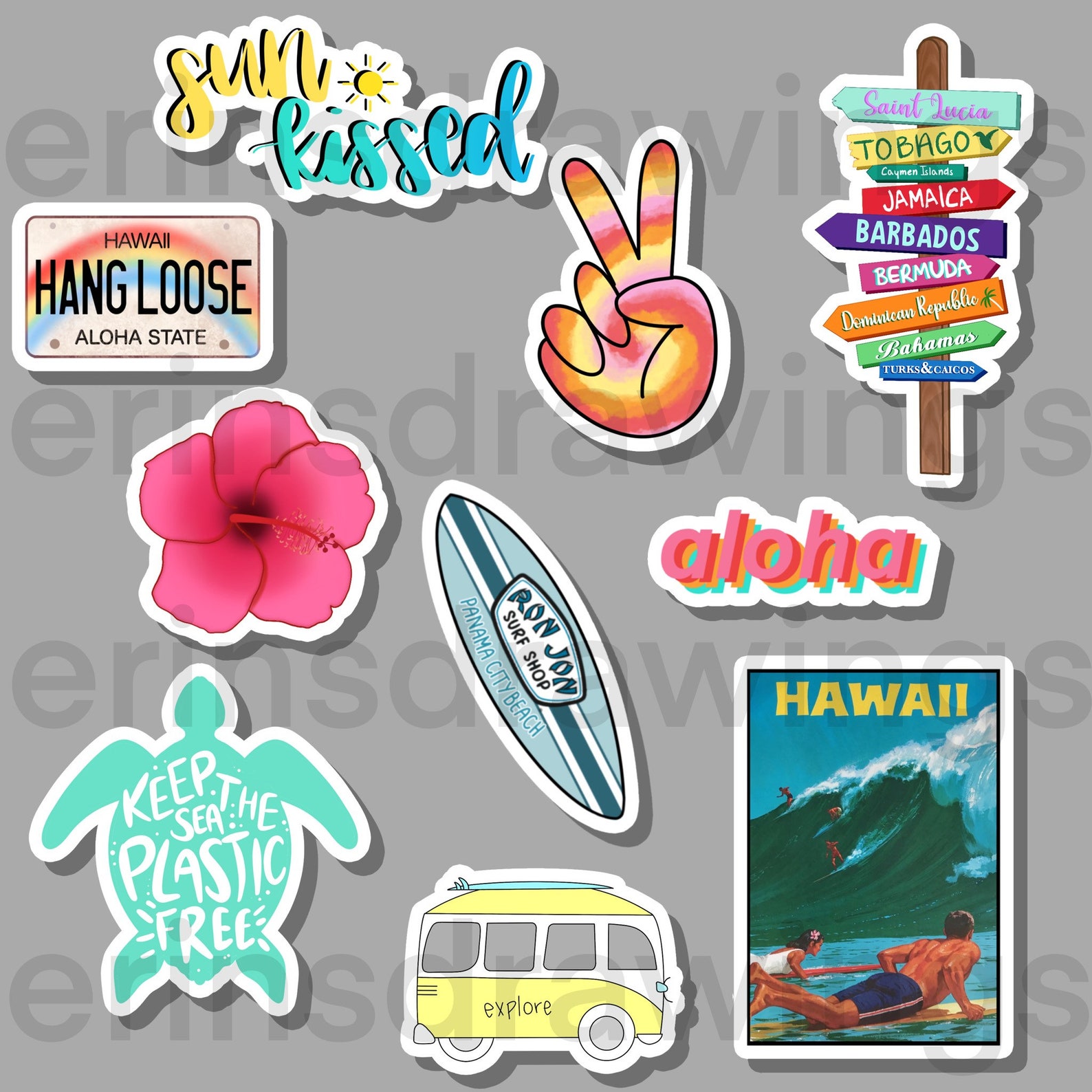 Hawaii Sticker Pack | Etsy